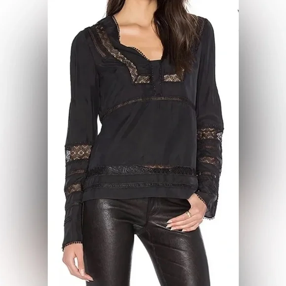 Derek Lam Black Lace Detail Blouse - Picture 1 of 7
